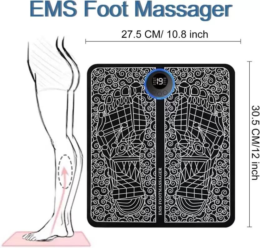 Foot Massager Feet Massage Machine ,Electronic Muscle Stimulator Massage Mat USB Rechargeable Massager (Black)