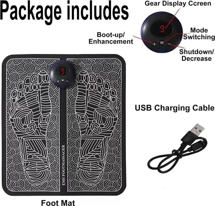 Foot Massager Feet Massage Machine ,Electronic Muscle Stimulator Massage Mat USB Rechargeable Massager (Black)